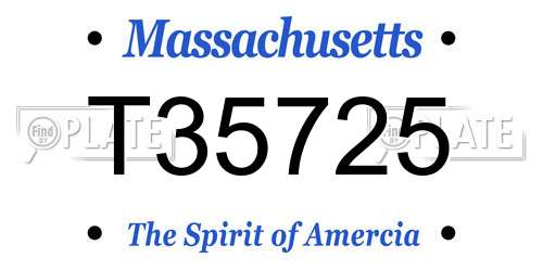 T35725 Massachusetts License Plate