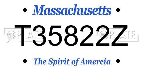 T35822Z Massachusetts License Plate