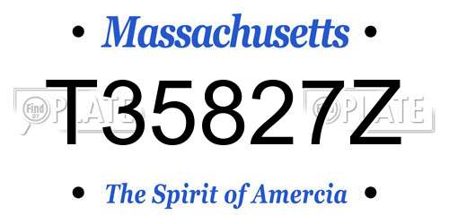 T35827Z Massachusetts License Plate