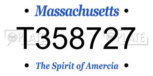 T358727 Massachusetts License Plate