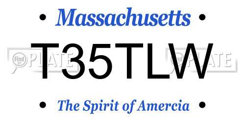 T35TLW Massachusetts License Plate