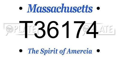 T36174 Massachusetts License Plate