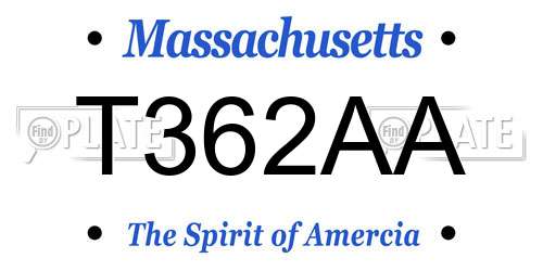 T362AA Massachusetts License Plate
