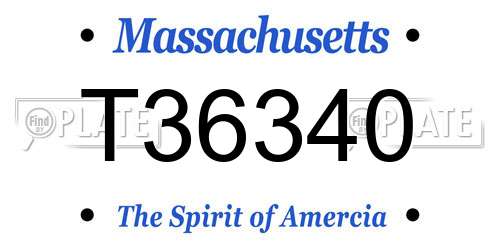 T36340 Massachusetts License Plate