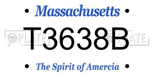 T3638B Massachusetts License Plate