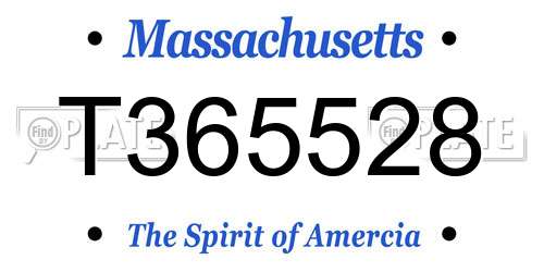 T365528 Massachusetts License Plate