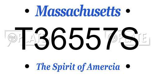 T36557S Massachusetts License Plate
