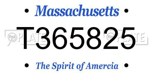 T365825 Massachusetts License Plate