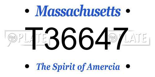 T36647 Massachusetts License Plate