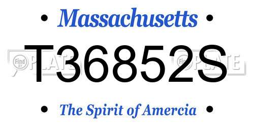 T36852S Massachusetts License Plate