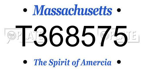 T368575 Massachusetts License Plate