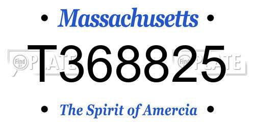 T368825 Massachusetts License Plate