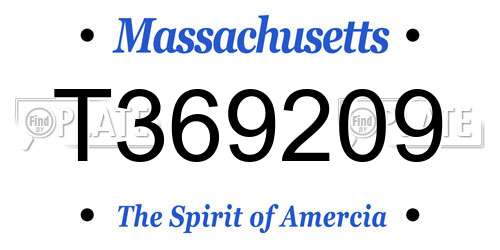 T369209 Massachusetts License Plate
