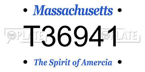 T36941 Massachusetts License Plate