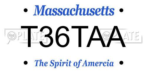 T36TAA Massachusetts License Plate
