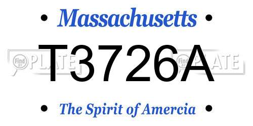 T3726A Massachusetts License Plate