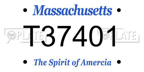 T37401 Massachusetts License Plate