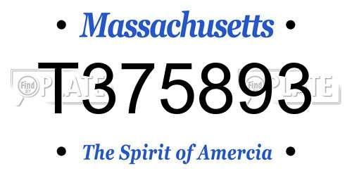T375893 Massachusetts License Plate