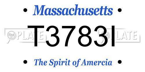 T3783I Massachusetts License Plate