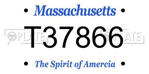 T37866 Massachusetts License Plate