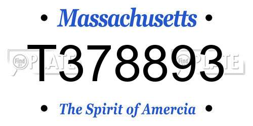 T378893 Massachusetts License Plate