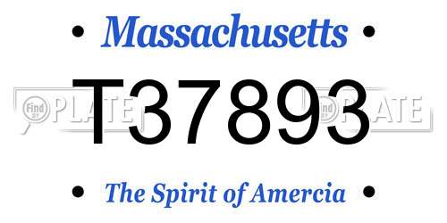 T37893 Massachusetts License Plate