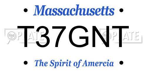 T37GNT Massachusetts License Plate