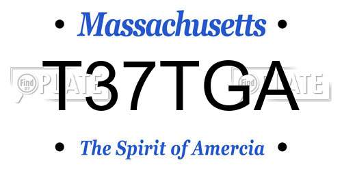 T37TGA Massachusetts License Plate