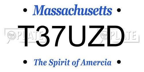 T37UZD Massachusetts License Plate