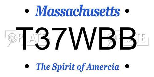 T37WBB Massachusetts License Plate