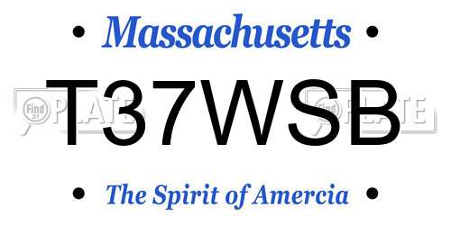 T37WSB Massachusetts License Plate