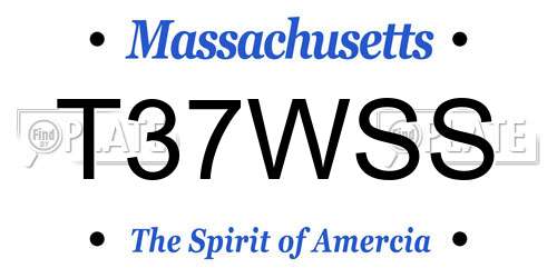 T37WSS Massachusetts License Plate