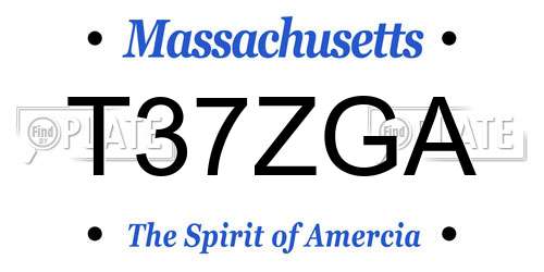 T37ZGA Massachusetts License Plate