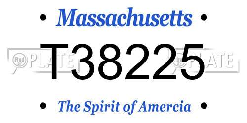 T38225 Massachusetts License Plate