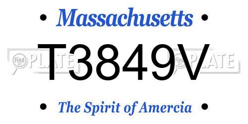 T3849V Massachusetts License Plate