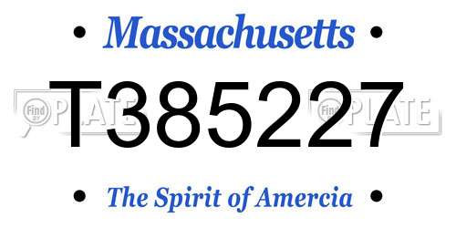 T385227 Massachusetts License Plate