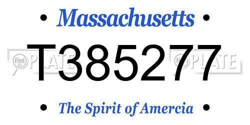T385277 Massachusetts License Plate