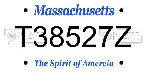 T38527Z Massachusetts License Plate