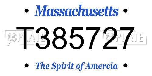 T385727 Massachusetts License Plate