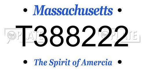 T388222 Massachusetts License Plate