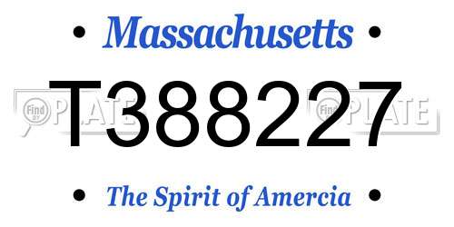 T388227 Massachusetts License Plate
