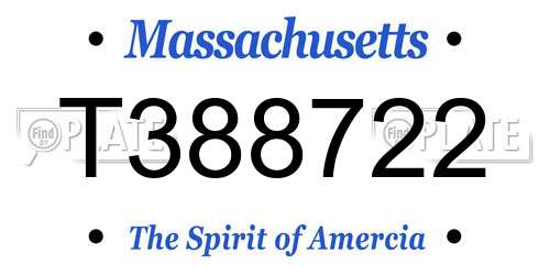 T388722 Massachusetts License Plate