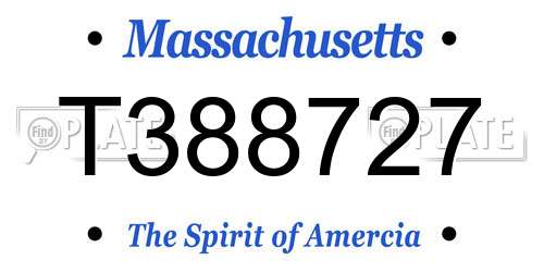 T388727 Massachusetts License Plate