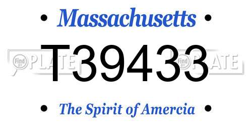 T39433 Massachusetts License Plate