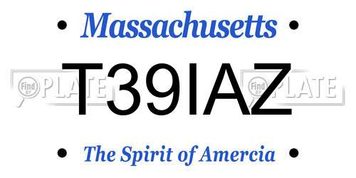 T39IAZ Massachusetts License Plate