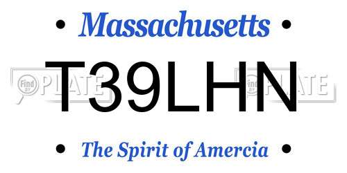 T39LHN Massachusetts License Plate