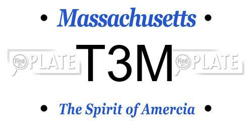 T3M Massachusetts License Plate