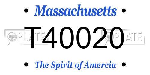 T40020 Massachusetts License Plate