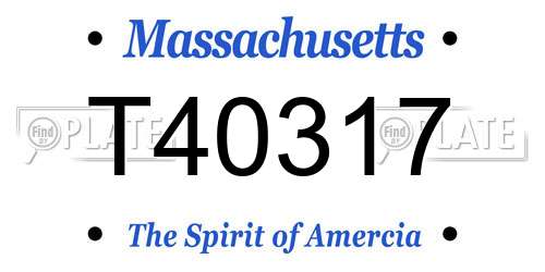 T40317 Massachusetts License Plate