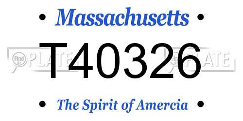 T40326 Massachusetts License Plate